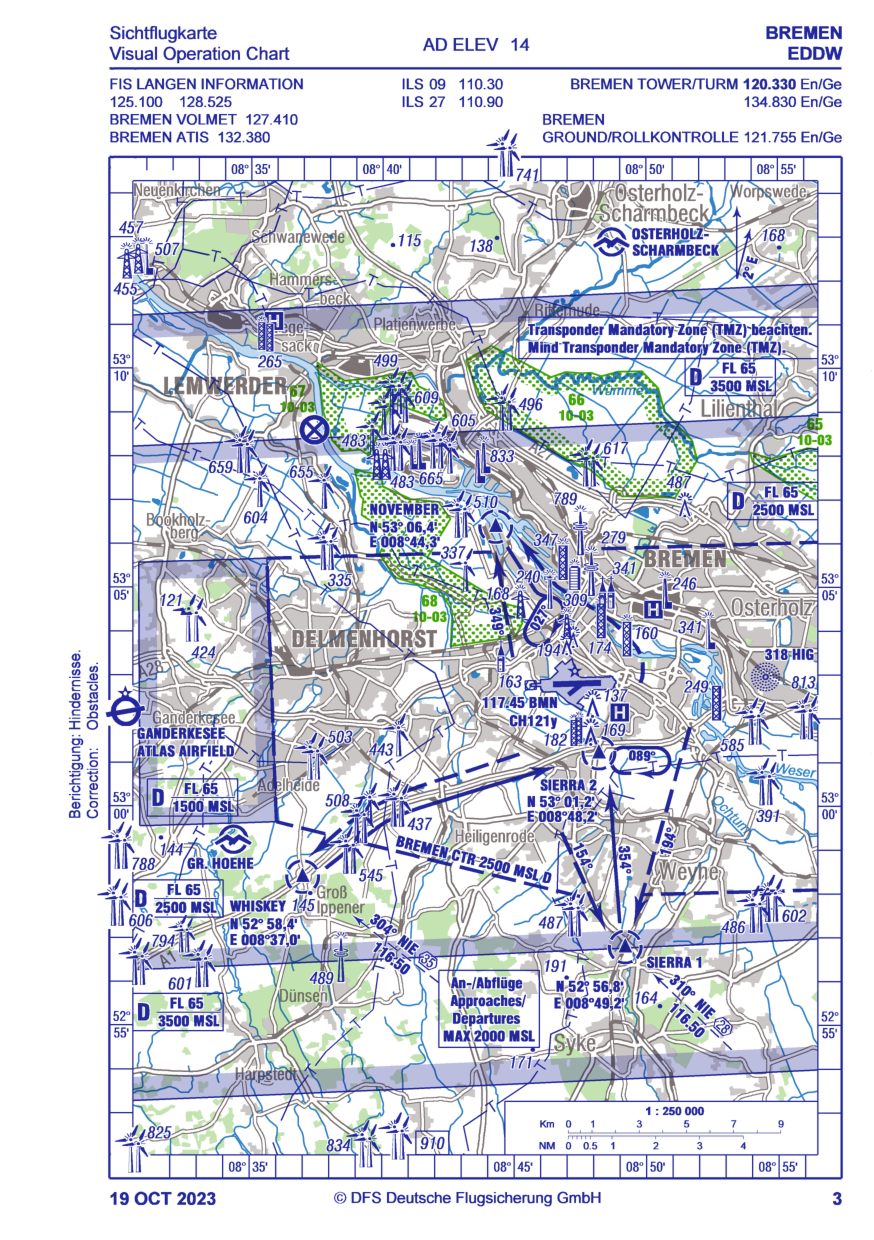 Sichtflugkarte Bremen EDDW